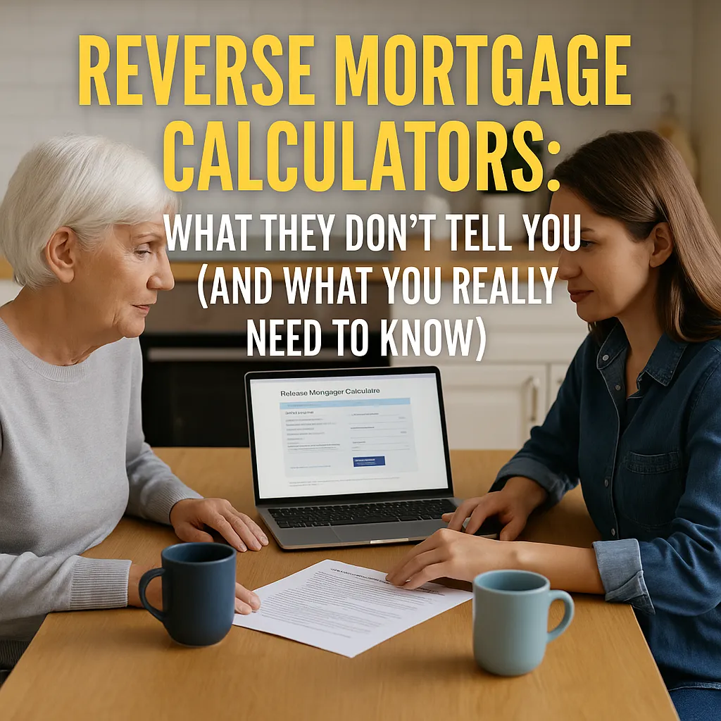 Older woman and adult daughter using a reverse mortgage calculator on a laptop at home, highlighting what online calculators don’t reveal.